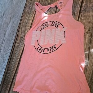 Victoria's Secret PINK Activewear Bundle XS Tank Tops S Leggings Black Peach 3pc